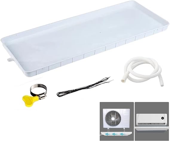 Air Conditioner Drip Pan - PP Tray Water Collector Pad for Indoor/Outdoor Split AC Heat Pump Systems - Protects Unit from Water Damage