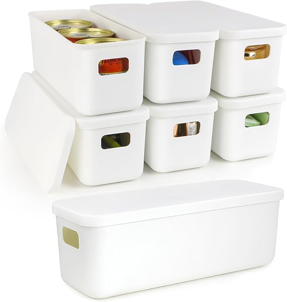 2.2L 10cm Narrow Plastic Storage Boxes with Lids 6 Pack Store Small Items