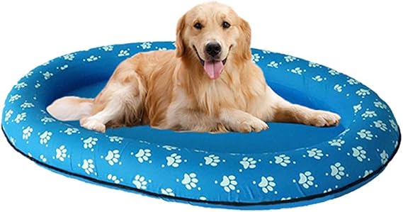 PVC Pipe Inflatable Dog Pool Float Boat, Folding Pet Swimming Pool Raft for Small Large Dogs, 140 * 96cm, Suitable for Dogs Under 40kg, Safe with Cooling Holes on Hot Summer Days