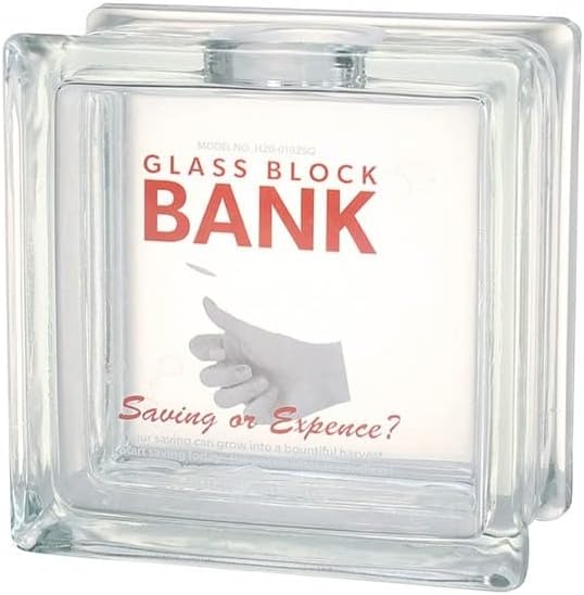 Dulton Glass Block Bank Square See-Through Savings Bank Coin Height 145mm Width 145mm Depth 80mm H20-0192SQ