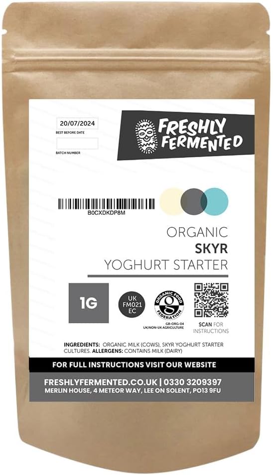 Freshly Fermented Icelandic Skyr Yoghurt Starter Culture | Organic, Live Thermophilic | Make Ultra Thick High Protein Skyr at Home | Reusable Heirloom Strain | UKAS Lab Tested UK