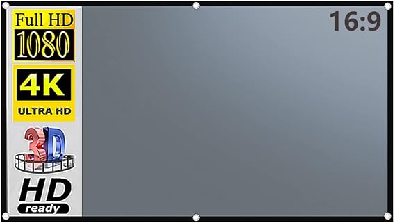 Projector Screen Projector Screen 30-133 Inch Metal Grey Anti-Light 16:9 Portable Black Border With Holes Home Outdoor Projection Screen(120 inch)