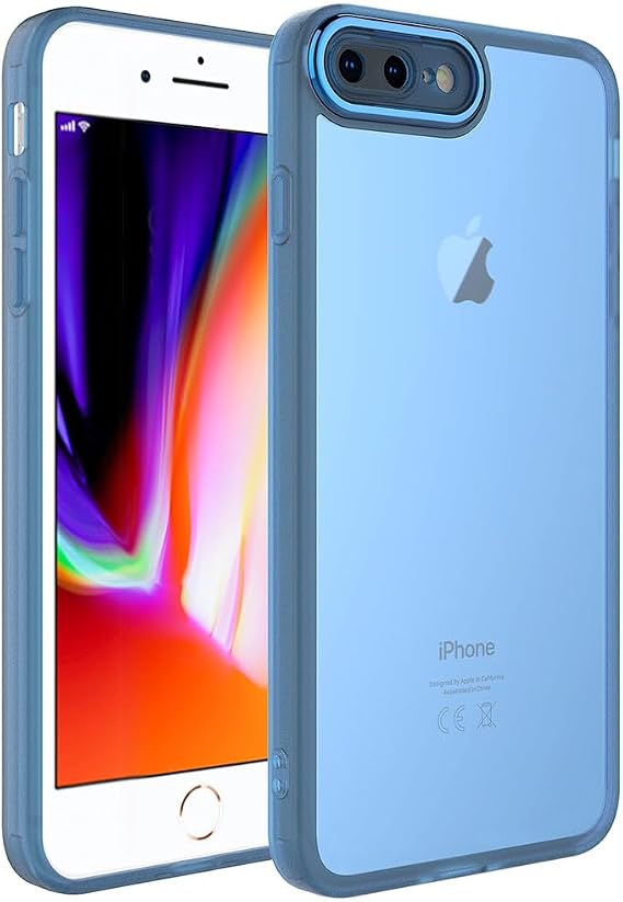 Spia Apple iPhone 8 Plus ile uyumlu Kılıf Mavi Primula Kamera Korumalı Kapak Koruyucu Tasarım (Apple iPhone 8 Plus, Mavi)