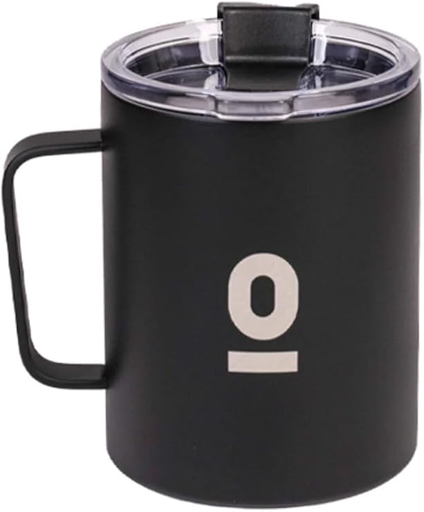Espressolab Paslanmaz Çelik Metal Kupa, 360 ml, Siyah, Vakumlu Kapak