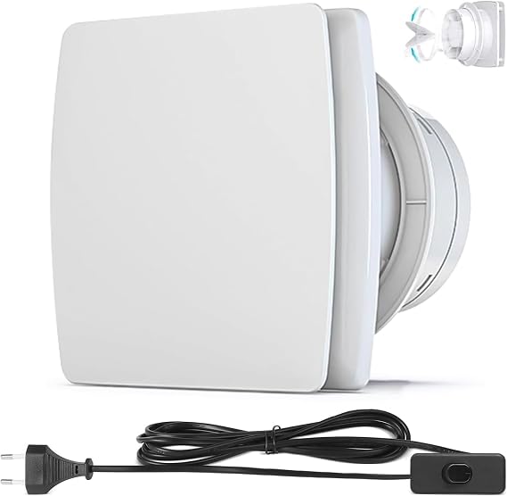 XIIW Bathroom Fan Diameter 100 mm Extractor Fan with Backflow Flap for Bathroom Toilet Kitchen