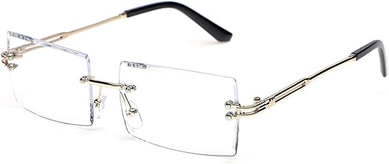 Rimless Rectangle Sunglasses UV400 Protection Antiglare Fashion Frameless Square Glasses for Women Men