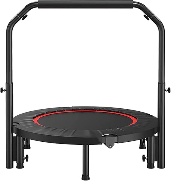 Folding Mini Trampoline - Fitness Rebounder with Adjustable Foam Handle for Indoor/Outdoor Exercise - Supports Max Load 330lb - Ideal for Adult Workouts