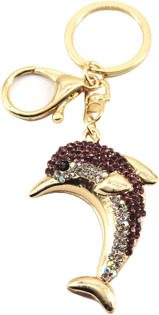 Stylish Cute Key Chains Keychain for Car Keys for Women Girls Charms Sparkling Keychains Keys Ring with Rhinestone Pendant for Handbag Purse Dolphin Shape