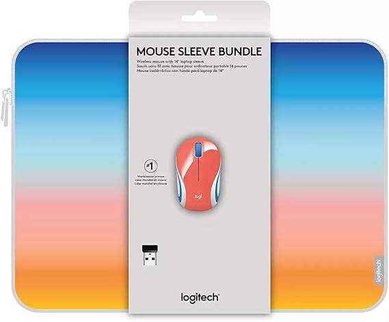 Logitech Wireless Mini Mouse M187 & 14" Sleeve Bundle - Blue Sunset