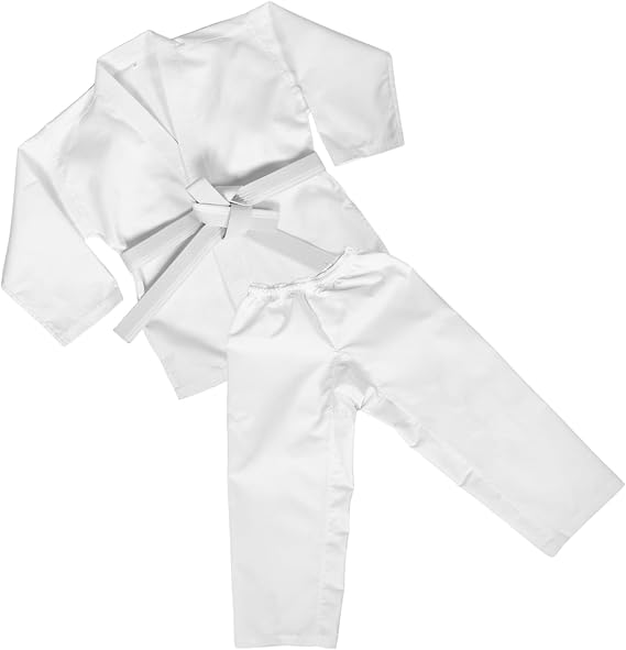 Milisten 1 Set Student Karate Uniform for Kids and Adults Strengthening Martial Arts Training Suit with Belt Perfect for Karate and Taekwondo Practice White M, white