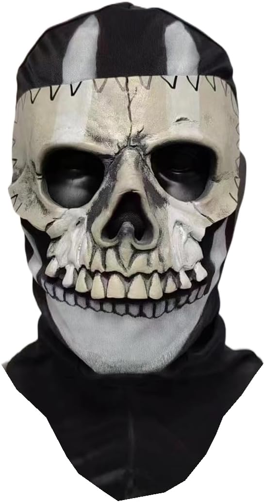 COD Skull Ghost Mask Tactical Call Duty Cosplay Full Head Latex Helmet Halloween Latex Mask Character Costume Prop for Costume Party