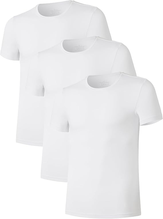 COLORFULLEAF 3/5-Pack Mens Bamboo T-Shirt Undershirt Lightweight Short Sleeve Crew/V Neck Tshirt Multipack S,M,L,XL,XXL
