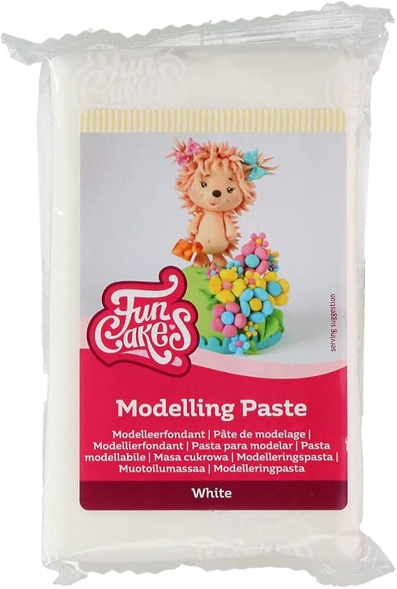 FunCakes Modelling Paste White: Perfect for Modelling Figures, Cake Toppers and Ruffles. Strong, Smooth and Pliable. Halal, Kosher and Gluten Free. 250 g.