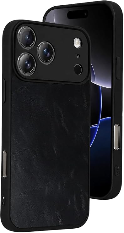 SİDE EYE Apple iPhone 18 Pro ve iPhone 17 Pro İle Uyumlu Kamera Korumalı Suni Deri Kaplamalı Telefon Kılıfı Arka Kapak - Siyah