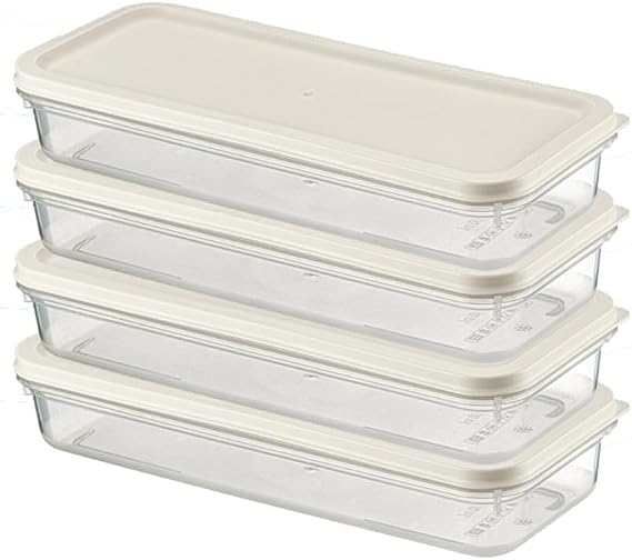 Orret Home 4 Adet Buzdolabı Organizeri – PP Plastik Şeffaf ve Ayarlanabilir Saklama Kabı, Gıdaları Taze Tutan Fresh Box, Çok Amaçlı,Mikrodalga ve Bulaşık Makinesi Uyumlu (Beyaz, 1200 Ml)