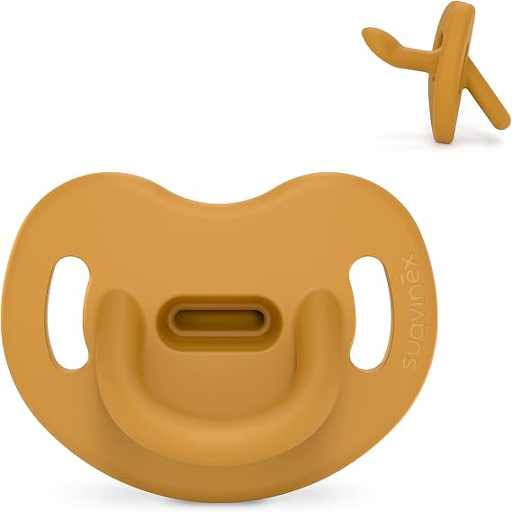 Suavinex, All Silicone Pacifier for Babies 0/6 Months, Pacifier with Anatomical Sx Pro Teat, Super Soft and Flexible, Ideal for Sleeping, Colour Essence, Mustard