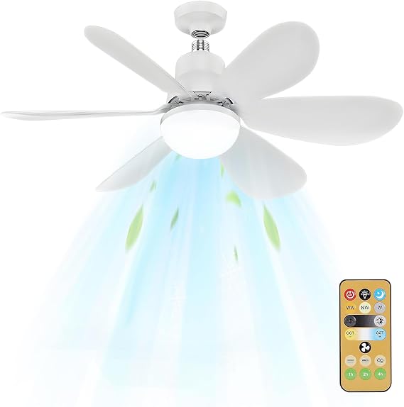 Ceiling Fans with Lights and Remote Control, Ceiling Fan Light with 6 Blades Supports, 3 Speeds Adjustment, 3 Color Switching, Timing, Fan Light Ceiling for Bedroom, Living Room, Kitchen [Energy Class A+]
