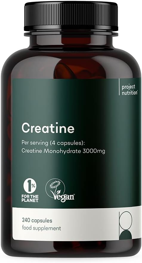 Creatine Monohydrate Supplement 3000mg - 240 High Strength 1000mg Tablets - High Potency and Absorption - Made in The UK by Project Nutrition