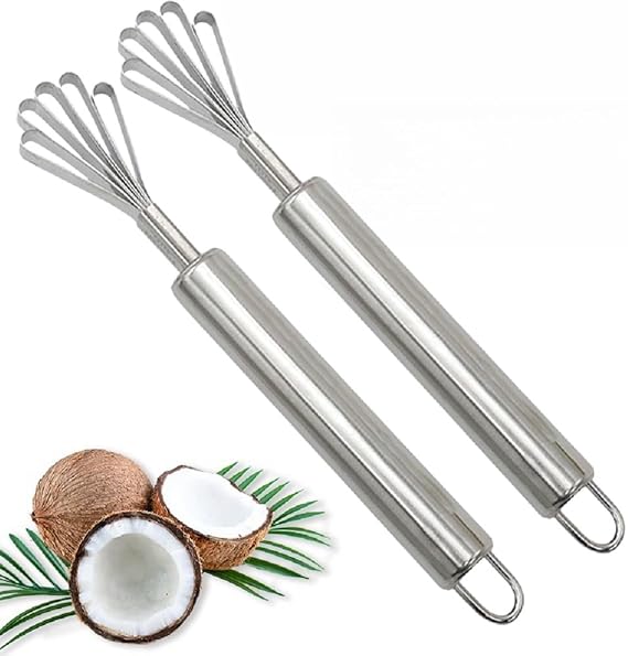 2 Pieces Coconut Meat Remover Durable Stainless Steel Coconut Scraper Household Coconut Tool Meat Knife Melons Fruit Seed Removal for Kitchen Home Coconut Planer