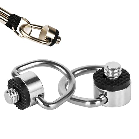 Stainless Steel D Ring Screw Hinge Mount Camera Mounting Screw 0.64 cm (1/4") - 20 Thread for Tripod DSLR Cameras Quick Release Wrist Strap Pack of 2
