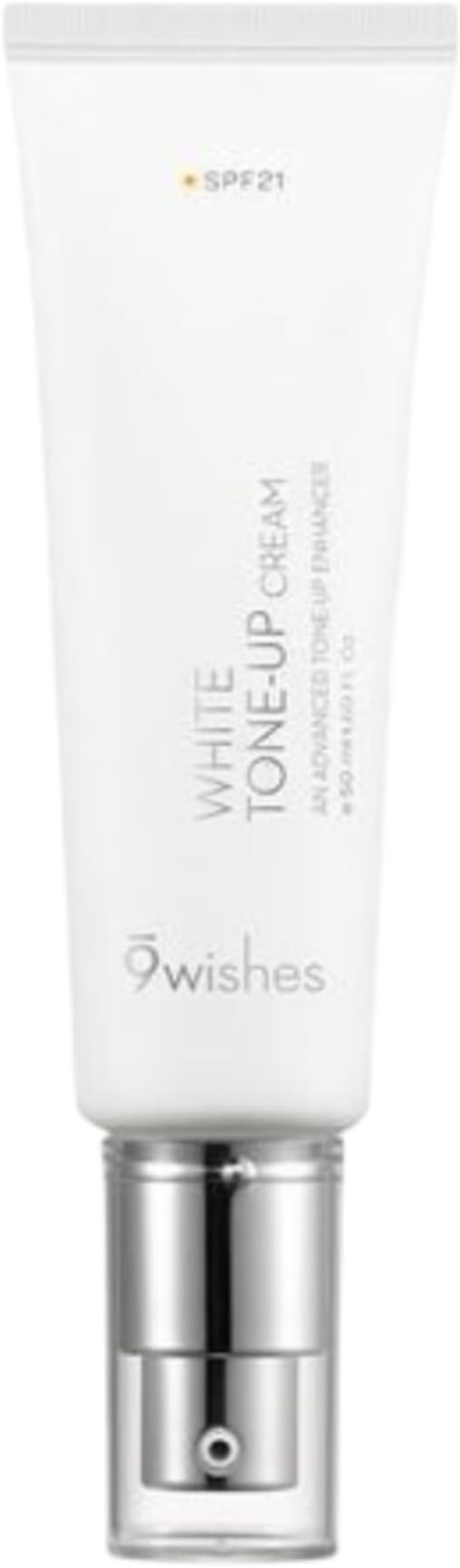 9wishes, Vegan White Tone-Up Cream -SPF 21 Non-Pigmented Brighten Up Skin Tone, 50ml, Premium Korean Skincare