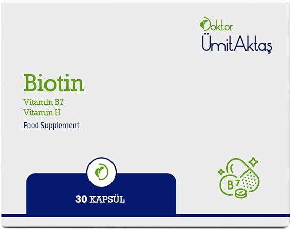 Dr. Ümit Aktaş Biotin 5000mcg D-Biotin (B7 + Vit.H) Saç Vitamini Güçlendirici Takviye 30 Kapsül