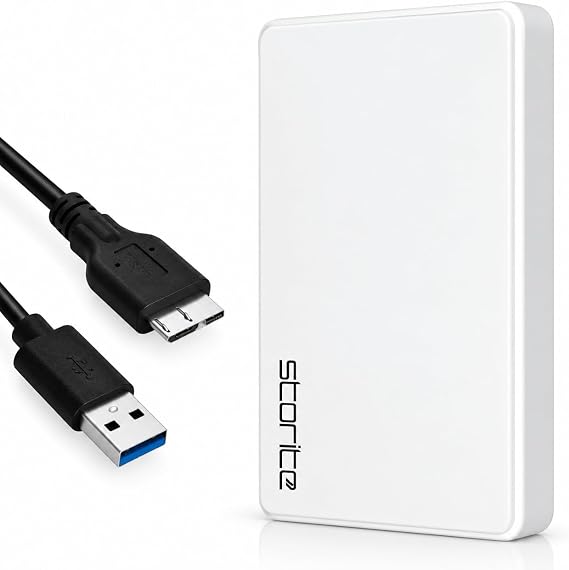 Storite External Hard Drive 1TB USB 3.0, 2.5 Inch, White