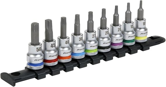 Sealey Drive TRX-Star Socket Bit Set 9pc - Platinum 3/8" Sq AK6251, Large