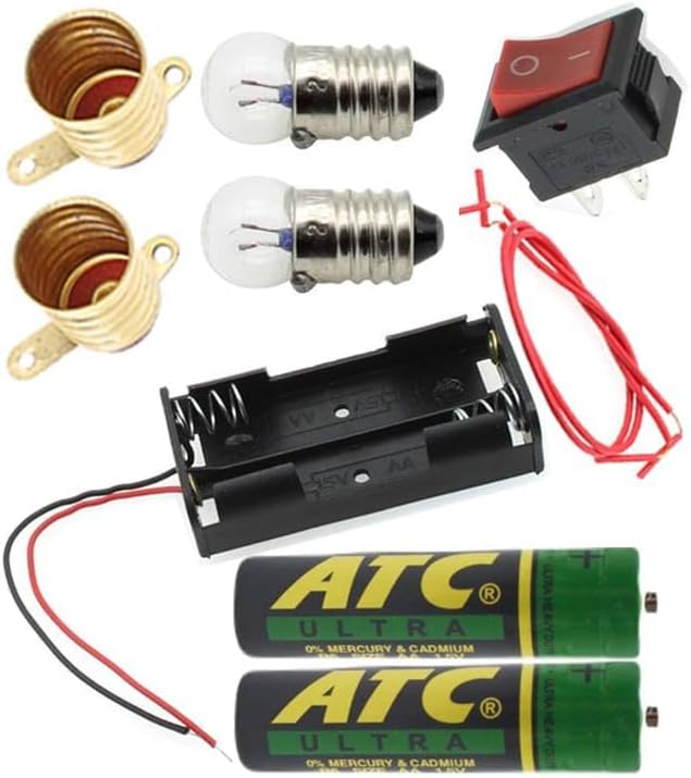 Seri ve Paralel Basit Elektrik Devresi 1 Paket Deney Seti Sarı Mini Duy 2 Adet Mini Ampul 2 Adet Anahtar İş Eğitimi Seti