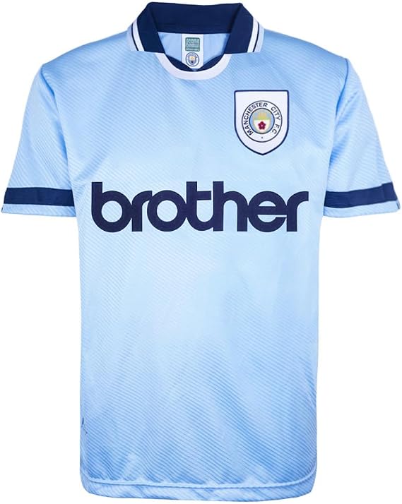 Score Draw Manchester City 1994 Retro Shirt Blue -Large Polyester