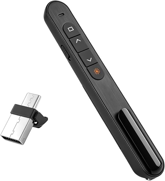 2-in-1 USB Type C Presentation Clicker for PowerPoint Remote, 2.4GHz Hyperlink Volume Wireless Presenter Presentation Remote Slide Advancer PPT for Computer Laptop