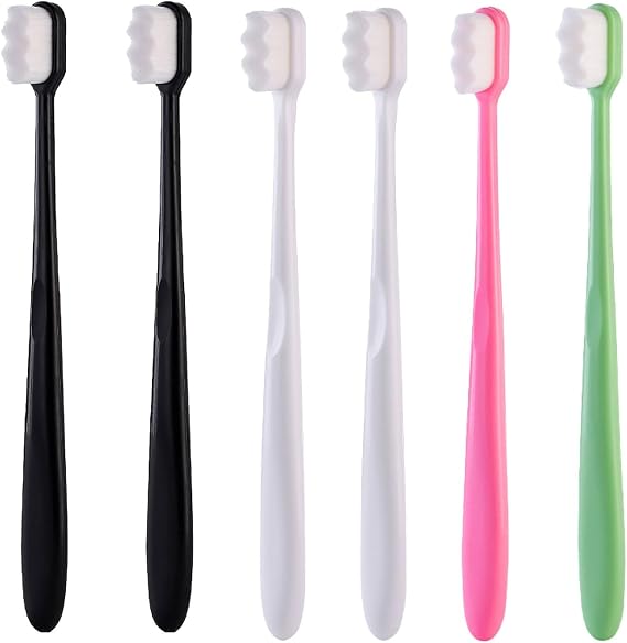 6 Pcs Micro Nano Toothbrushes with 20000 Bristles Sterile Fiber
