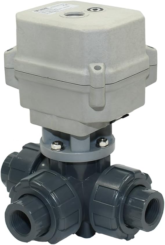 1/2" DN15 Motorized Ball Valve,DC24V 3 Way PVC Electric Ball ValveWith Manual Function,CR501