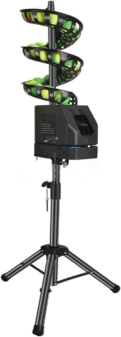 Tennis Ball Machine, Tennis Serving Machine, Automatic Ball Dispenser, Toss Machine, Baseball Soft Practice Equipment, 1 Person Practice, Adjustable Height from 60-105cm, Adjustable Angle, Large