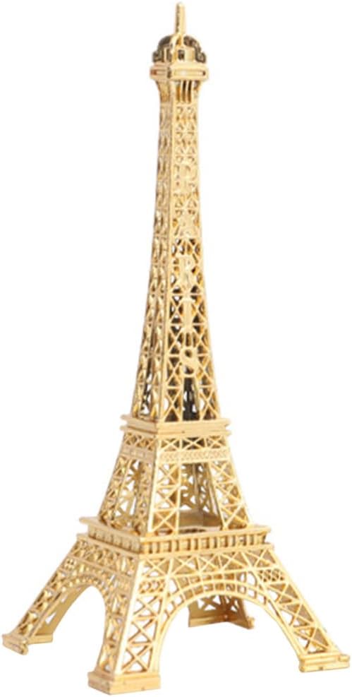 DECHOUS Eiffel Tower Statue Metal Paris Eiffel Tower Collectible Figurine Iron Craft Architecture Model Desktop Ornament for Home Table Decor Travel Golden 13cm