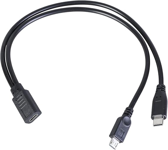 Type C Y Splitter Cable Female to MicroUSB and Male Charging for Double Charging USB C Splitter