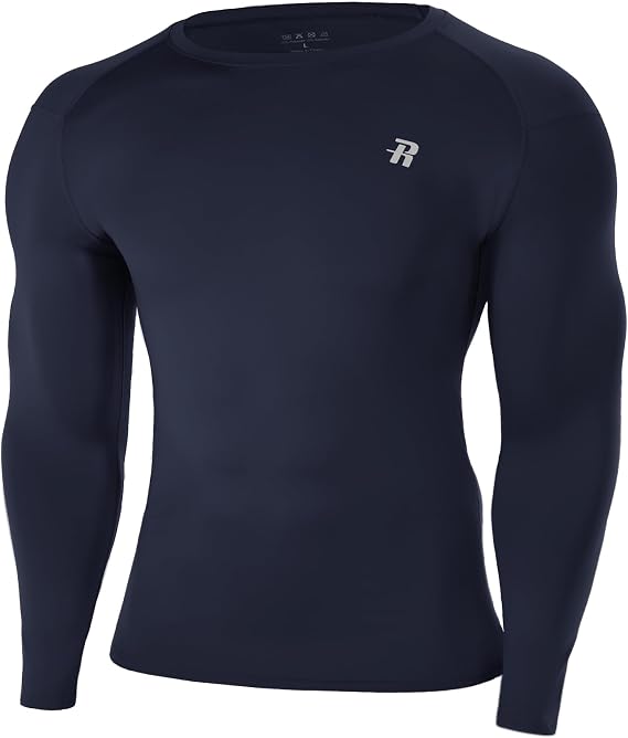 Runhit Men's Compression Base Layer Long Sleeve Top, UPF 50+ Quick Dry Sports Undershirt for Running Gym Cycling Football Golf Training