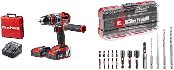 Einhell TE-CD 18 Li-i BL (2x2,0Ah), Akülü Darbeli Vidalama + Einhell Delici ve Vidalama uç seti 18 parça S-BOX kutu