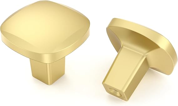 Amerdeco Pack of 10 Furniture Knobs Matt Gold Cabinet Knobs Gold Drawer Knobs Square Knobs for Dresser Knobs Cupboard Door Knobs Dresser Knobs UK0089