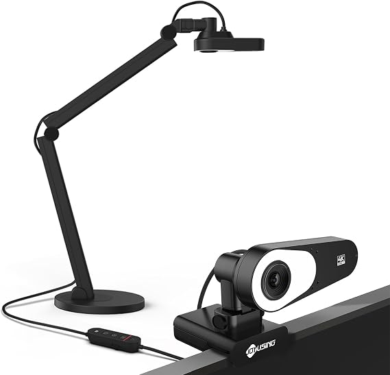 JOYUSING 4K Ultra HD Document Camera with 40 LED Light — USB PDAF Webcam with Physical Buttons for Teachers, Live Demos & Remote Teaching, Web Conference, Compatible with Windows/Mac