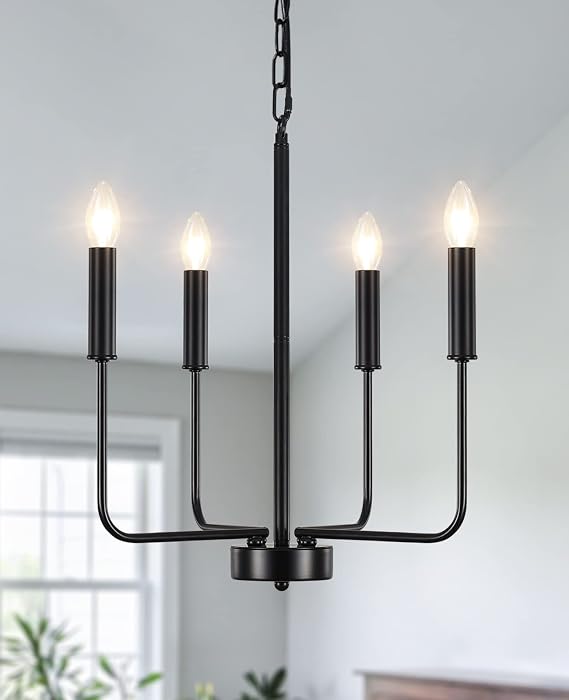 Black Chandelier Ceiling Lights Living Room 4 Lights Pendant Light Fitting