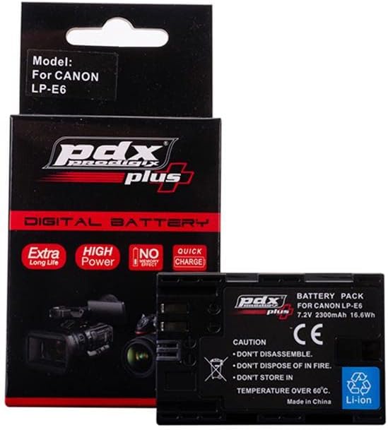pdx plus Canon LPE6 Batarya Pil 2300mAh 7D Mark II,7D,5DS,5DS R,5D Mark IV,III,II,60D,60Da,70D,80D,6D