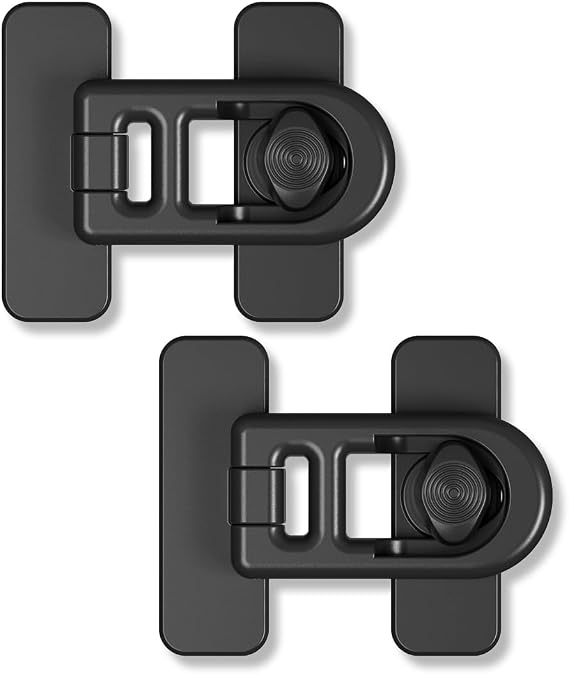 2 Pieces Fridge Lock, Safety Doors for Children Self-Adhesive, Adjustable Baby Drawer Safety Lock, Children's Fridge Lock for Refrigerator, Drawer, Cupboard Door, (Black)