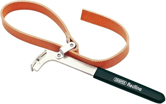 Draper 68813 100 mm Oil Filter Strap Wrench, Black/Orange