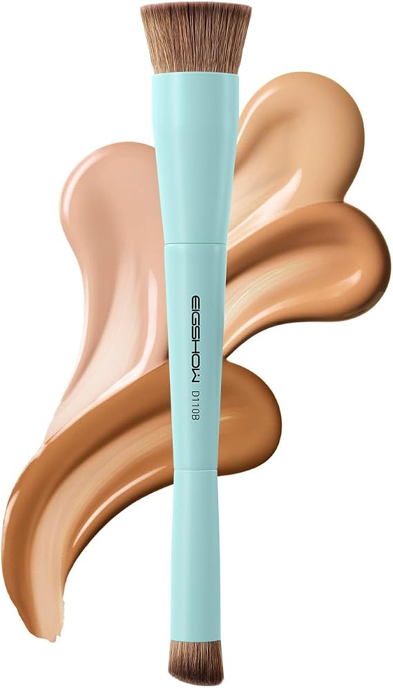 EIGSHOW Foundation and Concealer Brush, Double-Ended Makeup Brush for Flawless Foundation Coverage, Precision Concealer, Vegan and Cruelty Free (D110 Cyan)