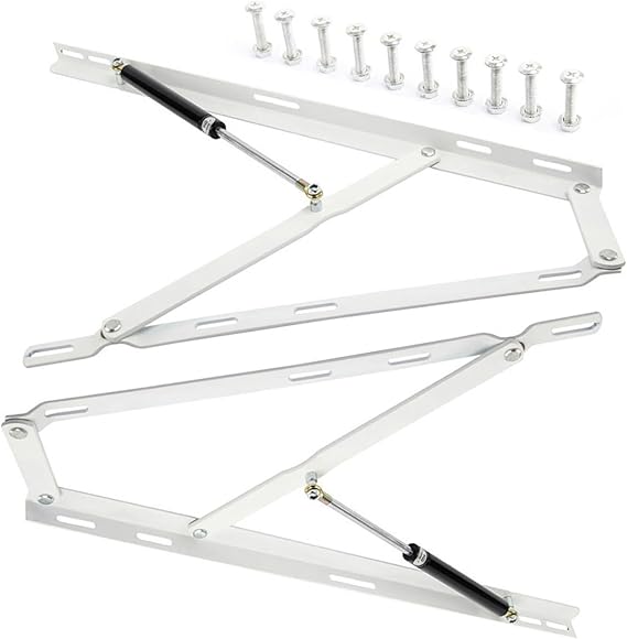 Hydraulic Bed Lifter 2X Bed Lift Mechanism and Gas Spring Strut Heavy Duty Bed Box Spring Hinges Hydraulic Rod Pneumatic Bed Lifting Mechanism Folding Lift Up Spring Hinges for Easy Bed Adjustment