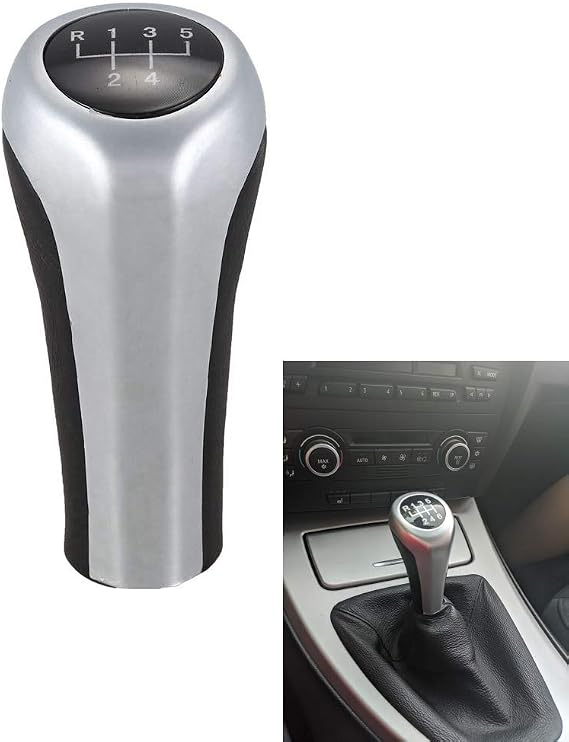 5 Speed Gear Shift Knob for BMW E90 E91 E92 E93 E81 E82 E87 E88 F20 E30 E36 E46 F30 E60 E61 E28 E34 E39 E63 E63 E64 E33 23 E388 E83 F25 F26 E53 X6 E85 E86 Z5 Z8 E52 1 3 5 6 7 Series Matte Silver