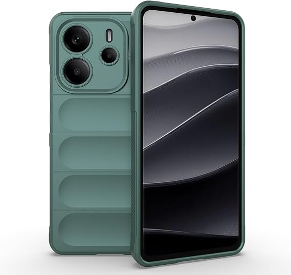 Zore Xiaomi ile uyumlu Redmi Note 14 4G Kılıf Esnek TPU Oyuklu Arka Yüzey Tasarımlı Zore Etnik Silikon Kapak Koyu Yeşil