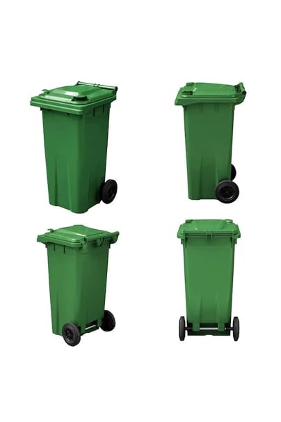 MCK Plus MCK Yeşil Plastik Çöp Konteyneri 120 Litre Konteyner - A+ Isıya Karşı Dayanıklı Malzeme - Yeşil