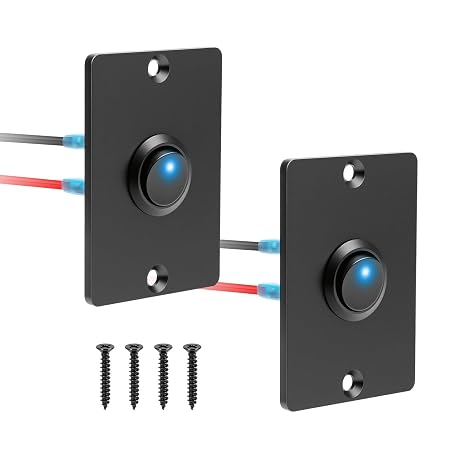 Linkstyle 2PCS Rocker 12V Switch Panel, Blue LED On Off Switch, Pre Wired SPST Toggle Switch for 12V/24V Car RV Boat Truck
